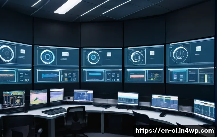 생태적 인터페이스의 사용자 행동 분석 - A modern industrial control room featuring an ecological interface dashboard that visually mimics th...