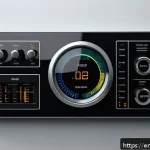 생태적 인터페이스의 사용자 경험 툴 - A futuristic control panel interface designed with ecological interface design principles, featuring...