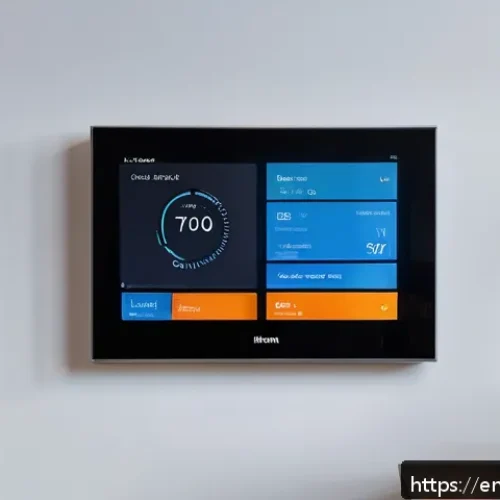 생태적 인터페이스의 커스터마이징 전략 - A sleek, modern smart home control panel interface displayed on a high-resolution touchscreen mounte...